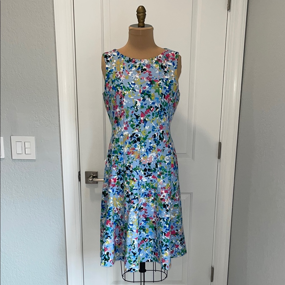 Anne Klein Abstract Print A-Line Midi Dress